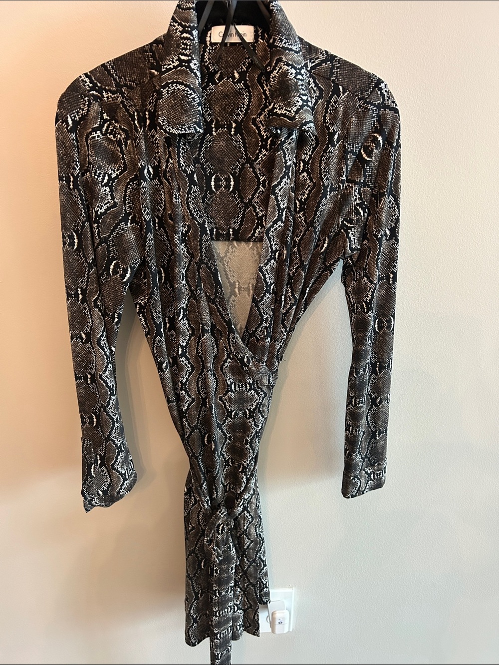 Calvin Klein Snake Print Midi Dress in Black and White